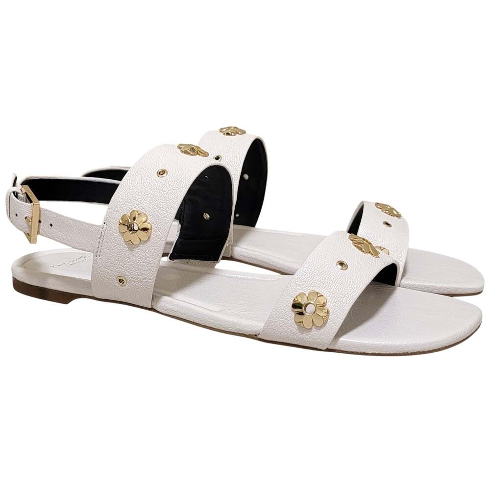 Kate Spade Women Spade Flower Studded Flat Sandals Size US 11B Cream Leather